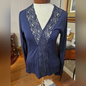 Women's Navy Blue Laced Top.